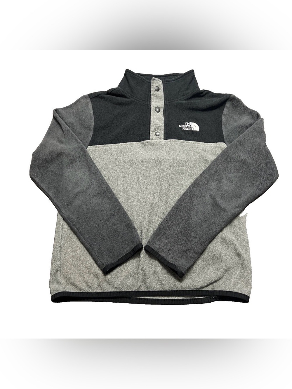 The North Face Boy’s Medium Glacier 1/4 Snap Pullover Fleece Gray & Black